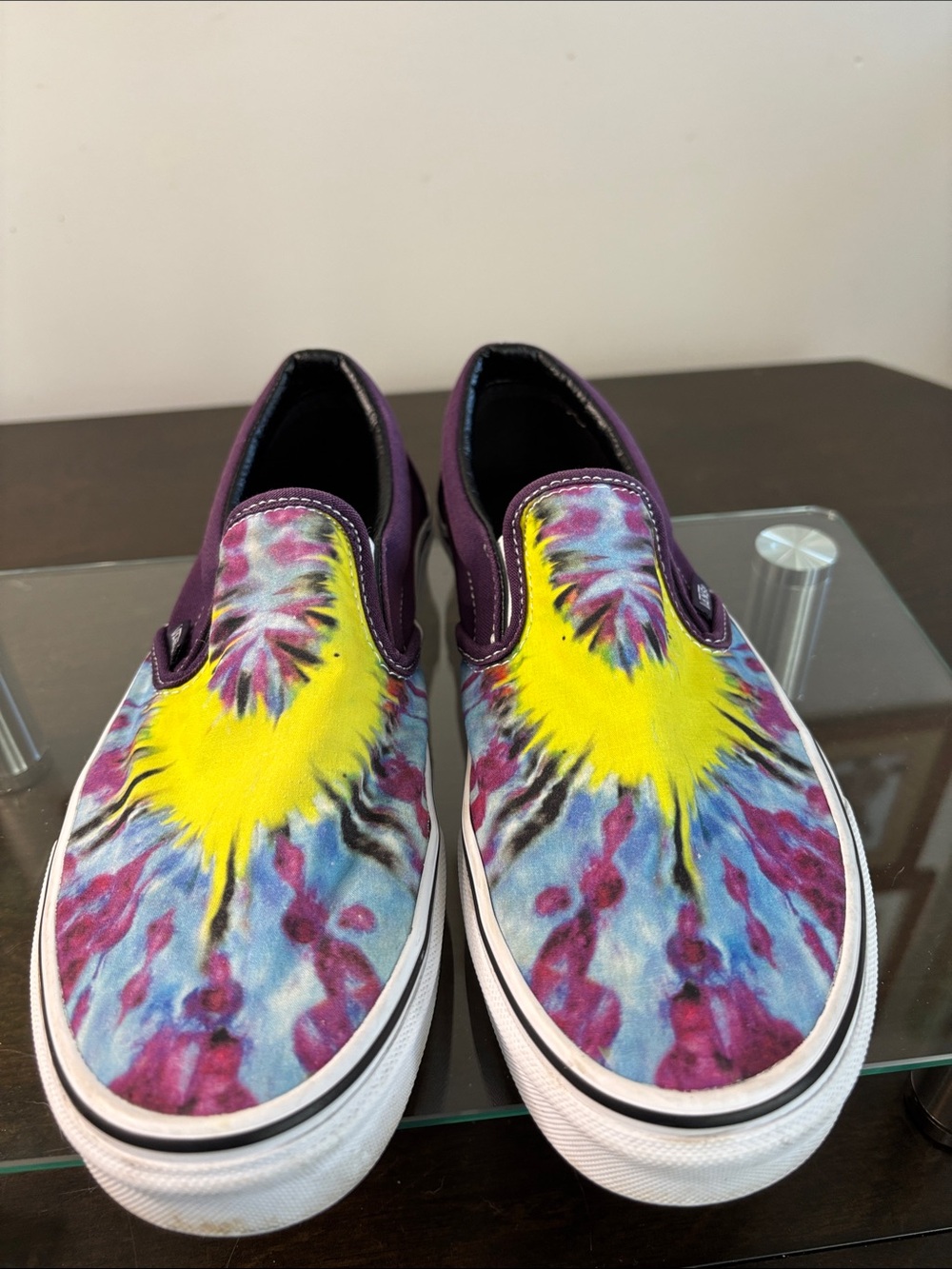Vans Slip-On Sneakers in Purple, Yellow & Blue Tie-Dye Size 9 W Size 7.5 M